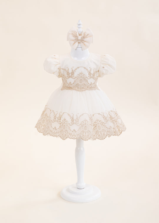 Elegant Dress for Girls Charlotte Cream Lace Cappucino Annebebe 