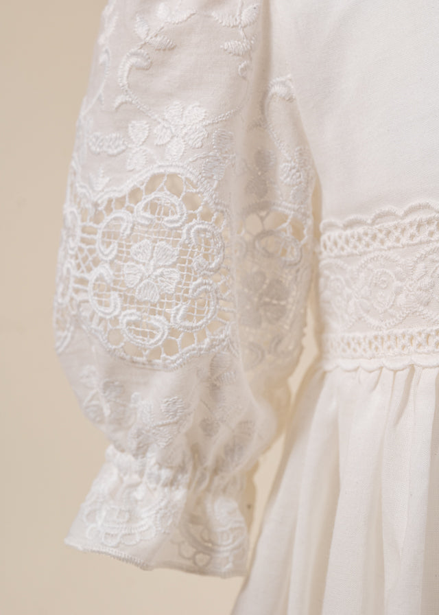 Rochita Catolica Maria Crem Broderie Bumbac AnneBebe