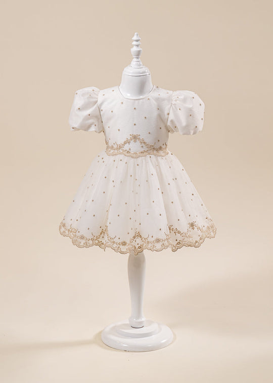 Rochita Danielle Dantela Crem Cu Buline Cappuccino AnneBebe