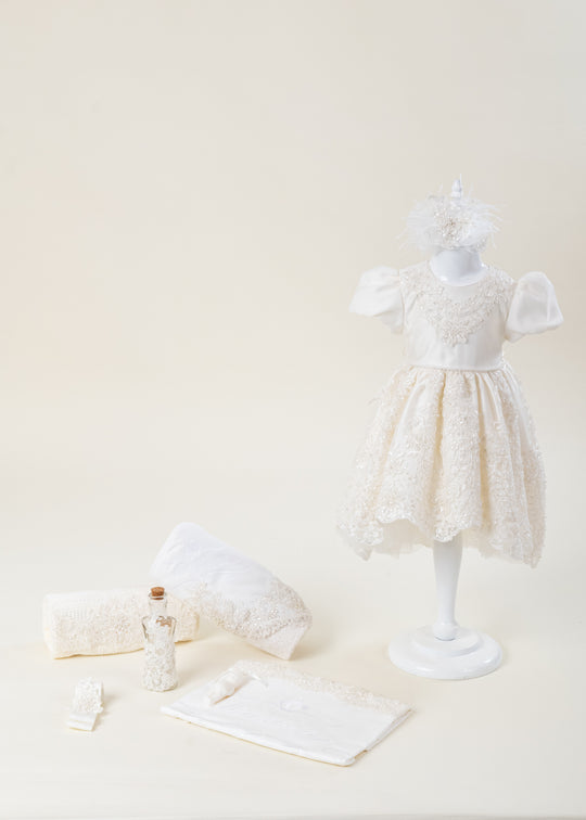 Kelly Christening Set 2 Pieces Dress and Personalized AnneBebe Layette