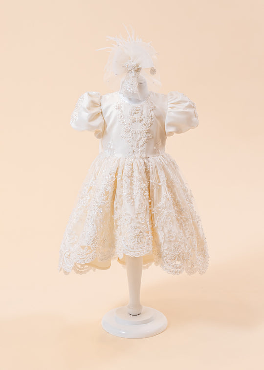 Zoe Cream Lace Dress With Pearls And Train AnneBebe