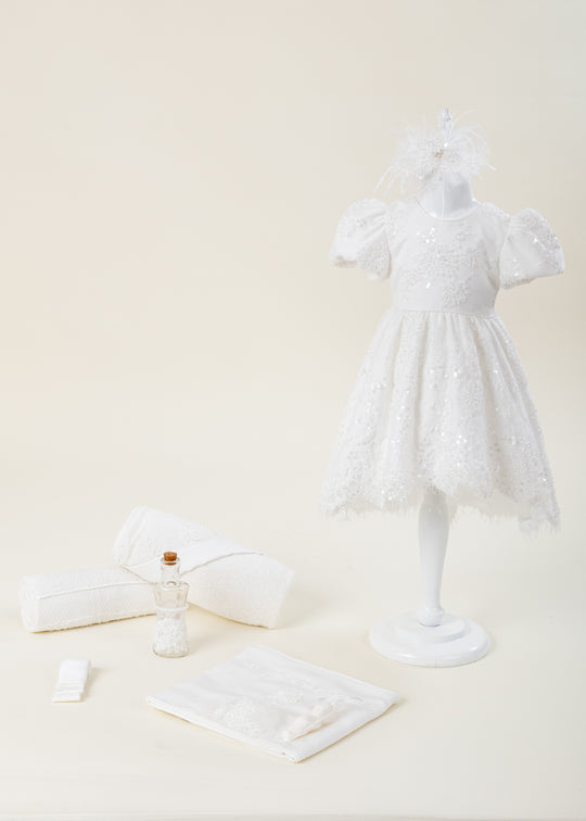 Christening Set Xenia 2 Pieces Dress and Personalized AnneBebe Layette