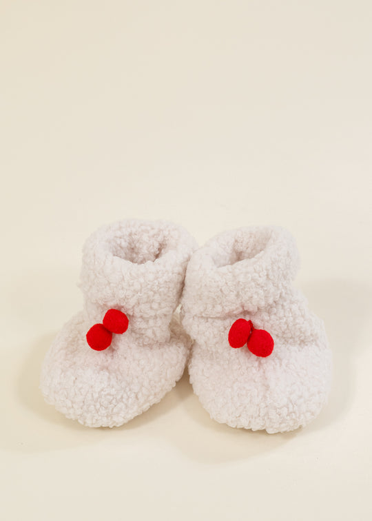 Botosi Bucle Crem Cu Ciucurasi Rosii AnneBebe