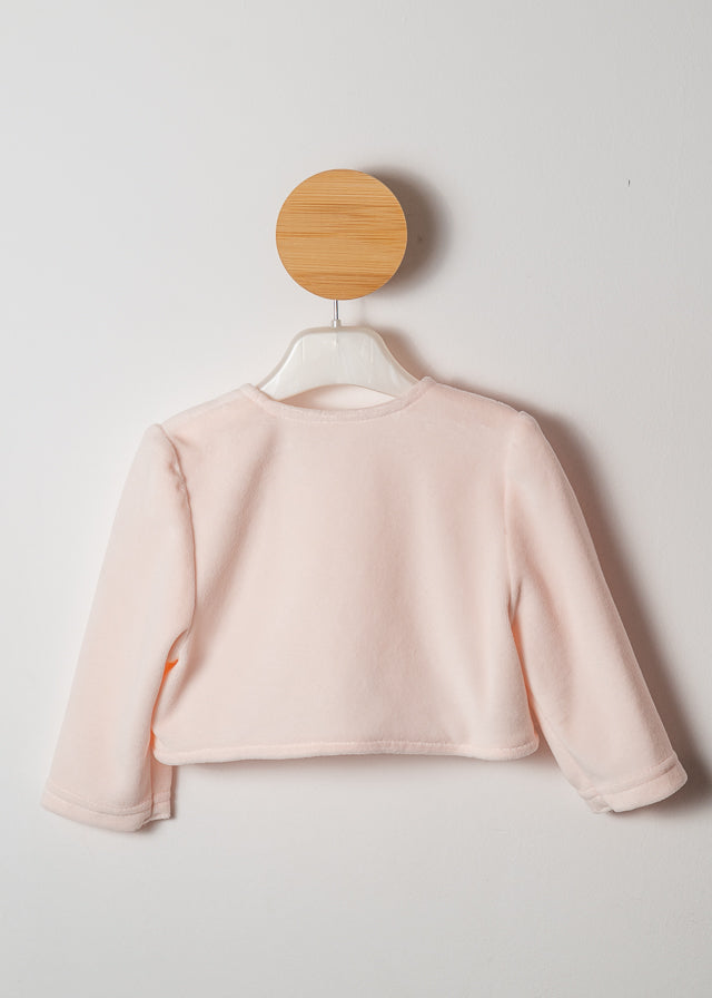 Pink velvet plush bolero for babies Annebebe