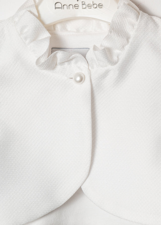 White Striped Bolero With Collar
