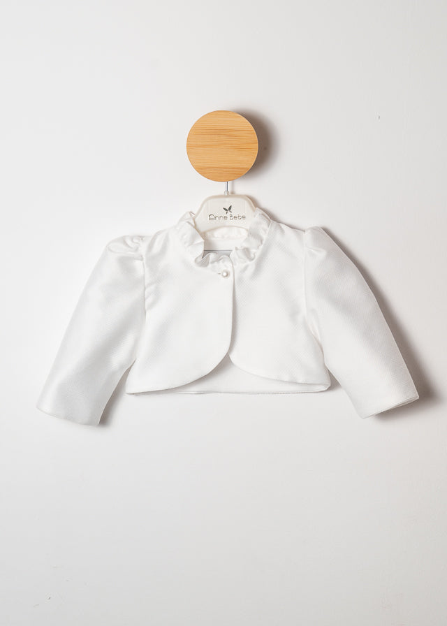 White Striped Bolero With Collar