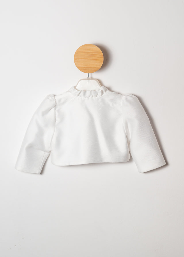 White Striped Bolero With Collar