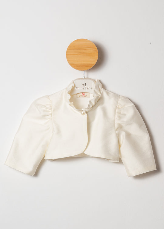 Bolero Tafta Crem Inchis Cu Volanas La Guler