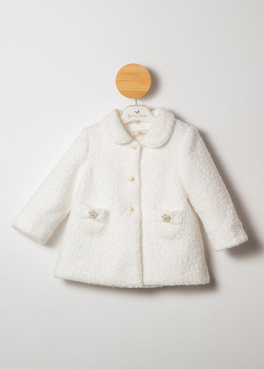Palton Bucle Alb