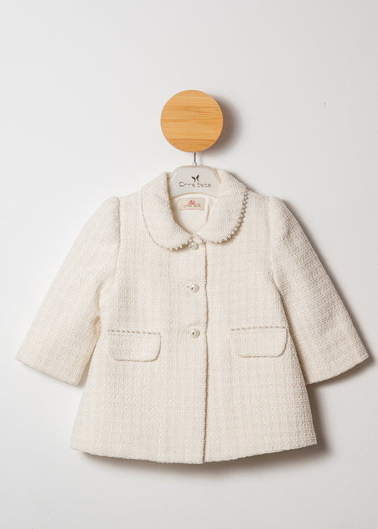 Palton Crem Cu Perle