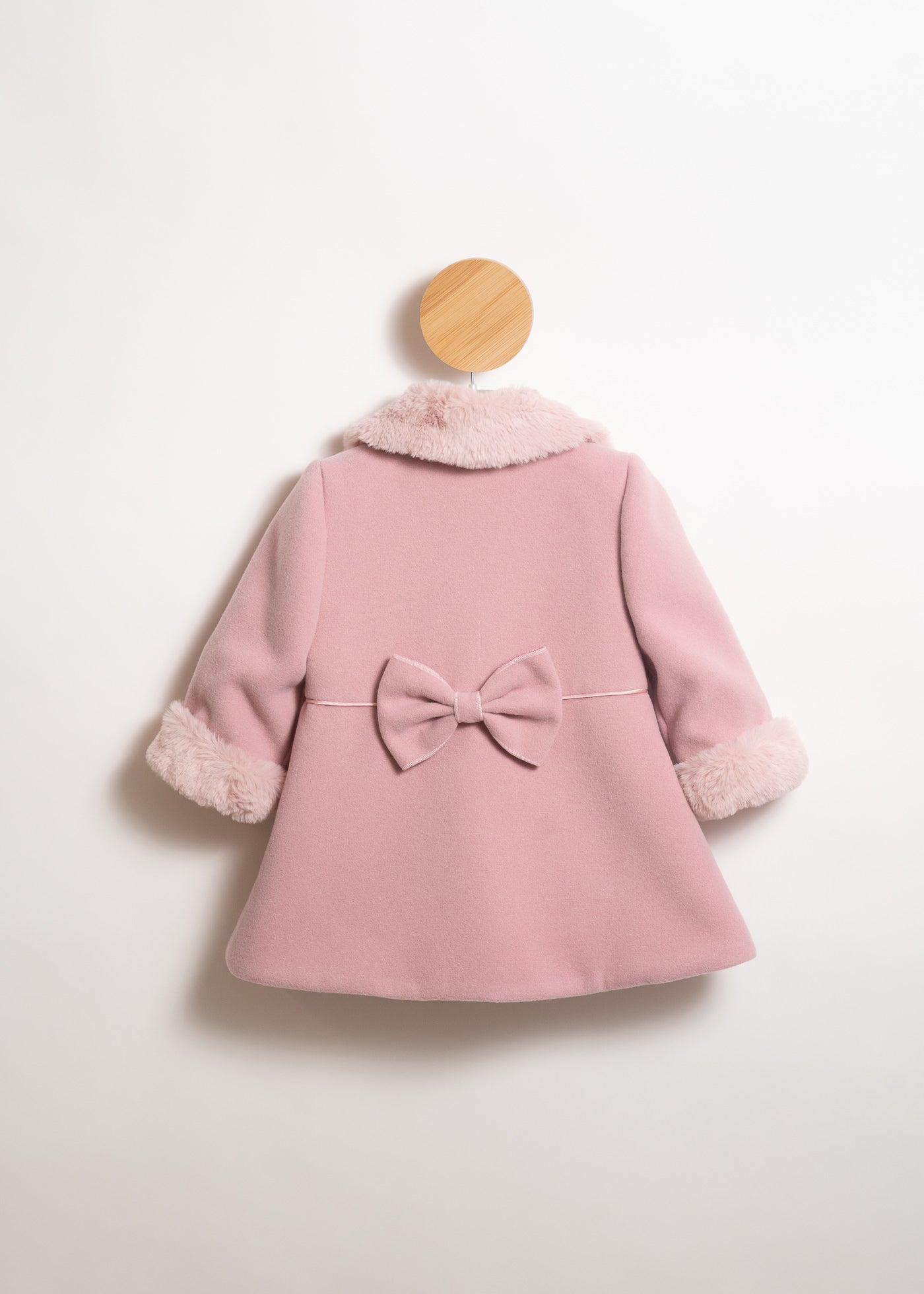 Palton Stofa Roz Pudra Cu Blanita La Guler Si Maneca AnneBebe