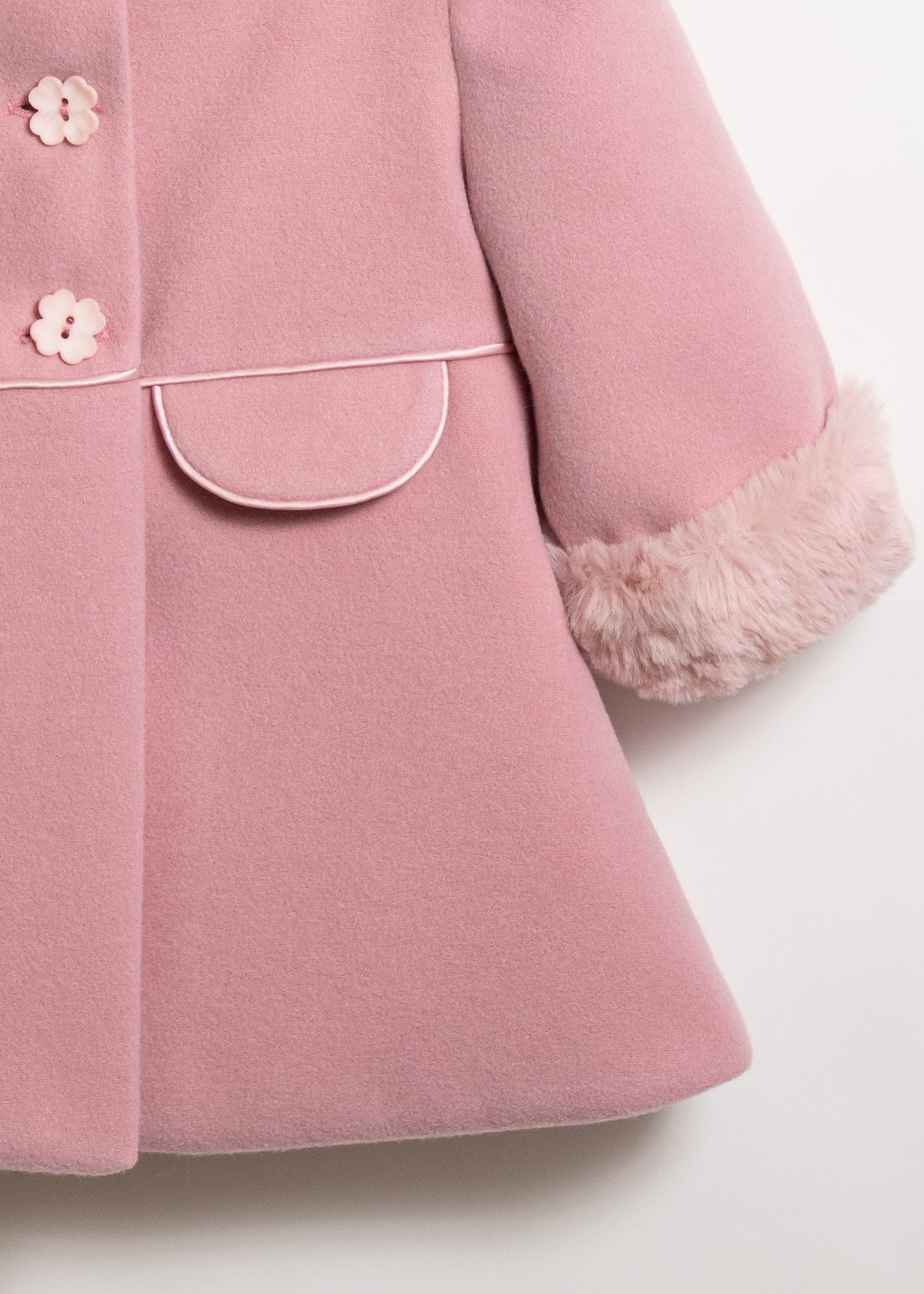 Palton Stofa Roz Pudra Cu Blanita La Guler Si Maneca AnneBebe