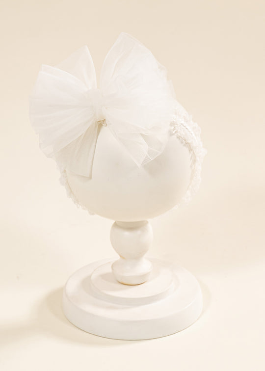 Universal Cream Headband Ema Cream Tulle Bow Girls AnneBebe