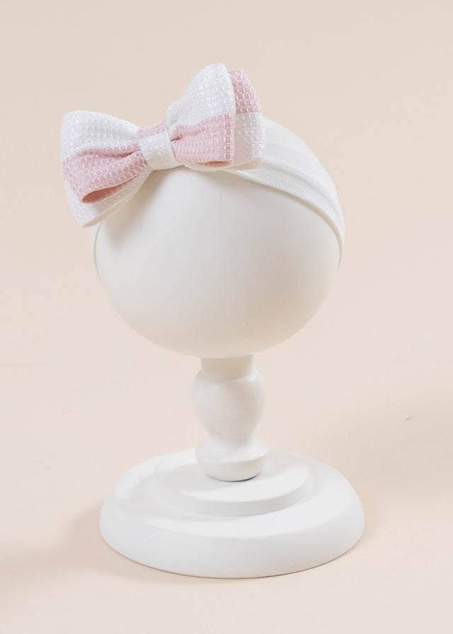 AnneBebe Elegant Double Bow Wide Stripe Pink Headband