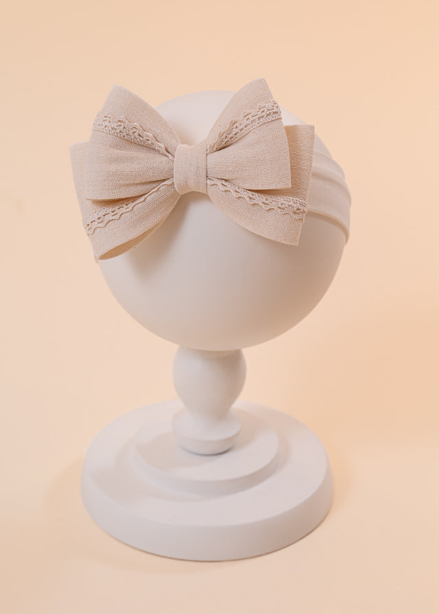 Elena headband Cappuccino AnneBebe muslin bow