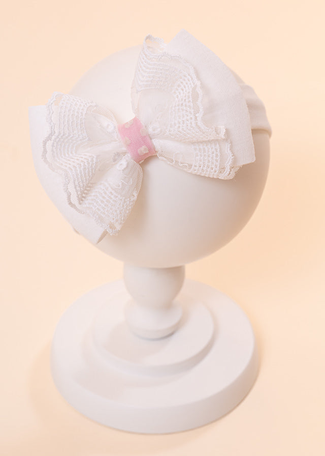 Celine Headband Cream Lace Bow AnneBebe