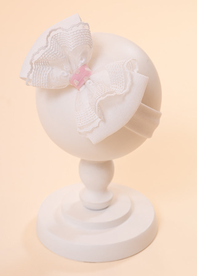 Celine Headband Cream Lace Bow AnneBebe