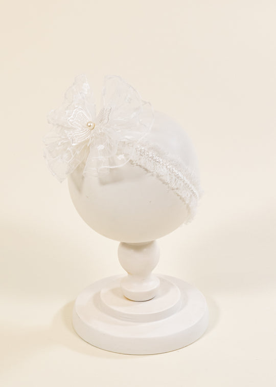 Bentita Alba Dantela Floricele Cu Fluturasi Brodat Si Perla AnneBebe