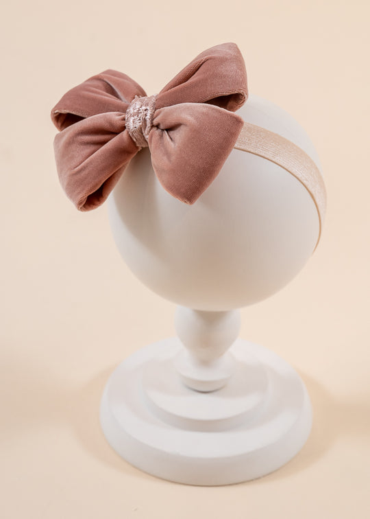 Sorina Headband Velvet Bow Dusty Pink AnneBebe