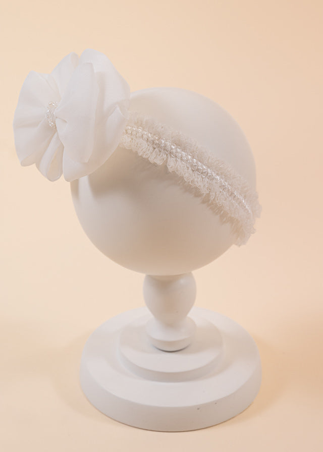 Cream Organza Caesar Headband With Two Bows AnneBebe