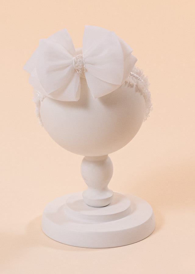 Cream Organza Caesar Headband With Two Bows AnneBebe