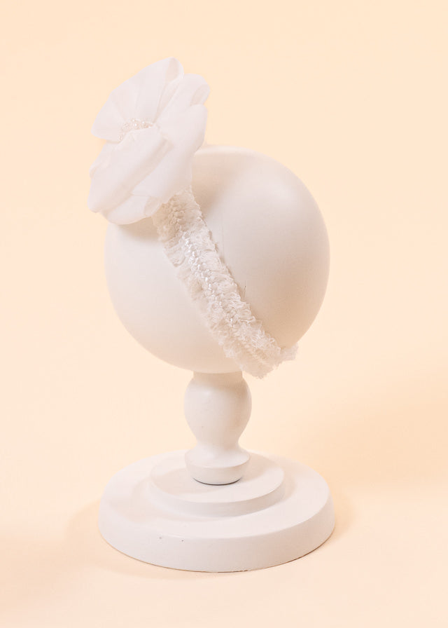 Cream Organza Caesar Headband With Two Bows AnneBebe