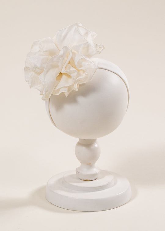 Cream Fabric Headband With Gold And Pearls AnneBebe