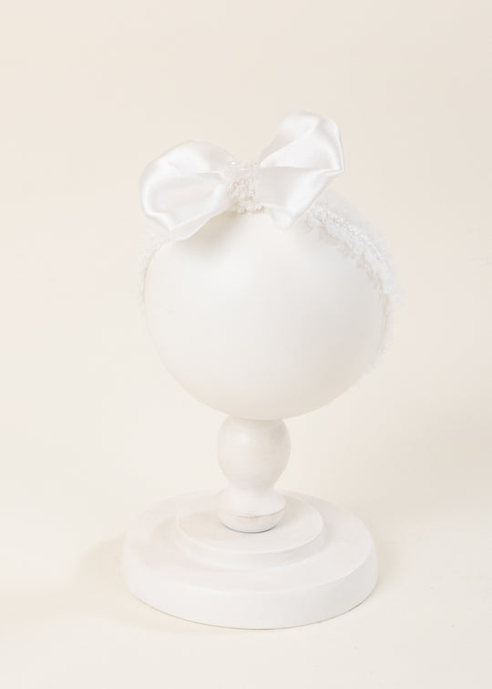 Olga Satin Bow Headband with Pearls and Sequins