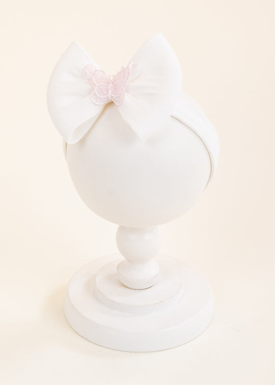 AnneBebe Fairy Headband in Cream with Pink Butterfly (Embroidered Fairy Set)