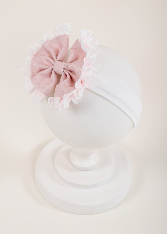 Elia Pink Bow Lace Headband AnneBebe