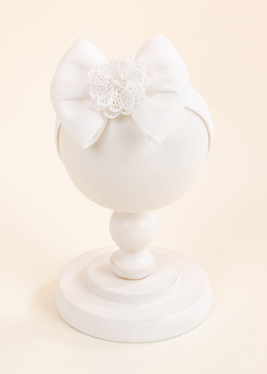 Andra Bow Headband in Cream on Rifelina and Rosette Embroidery AnneBebe