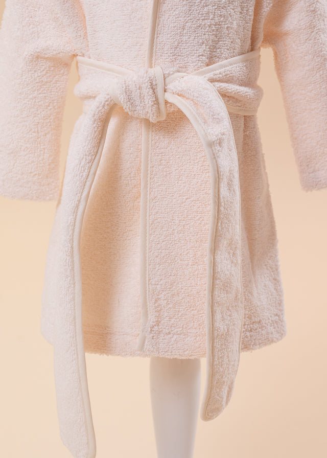 Baby Cotton Bathrobe With Hood And White Cord AnneBebe 