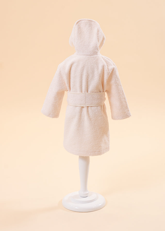 Baby Cotton Bathrobe With Hood And White Cord AnneBebe 