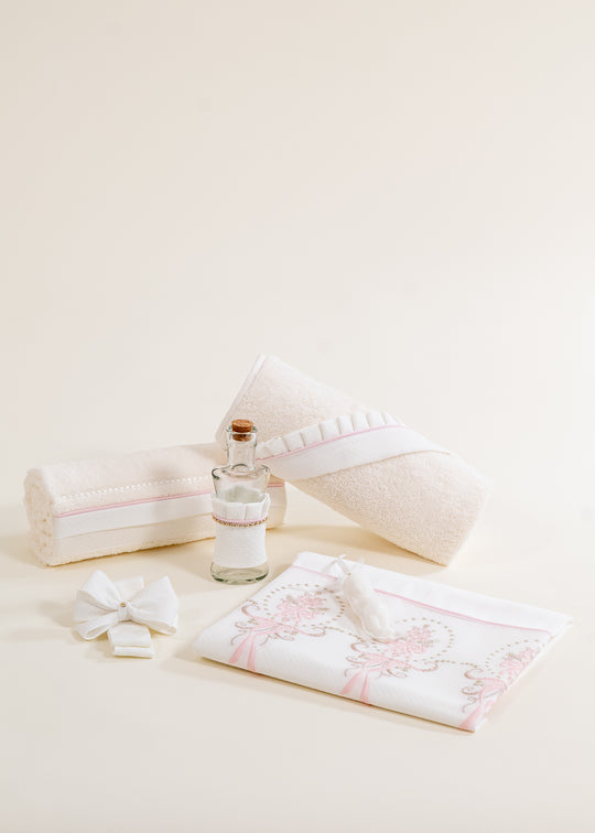 Trusou Cristiana Crem Bordura Flori Roz Cu Auriu AnneBebe