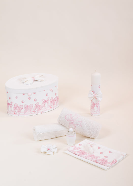 Set Botez Letty 3 Piese, Lumanare, Trusou si Cufar Personalizat Botez AnneBebe