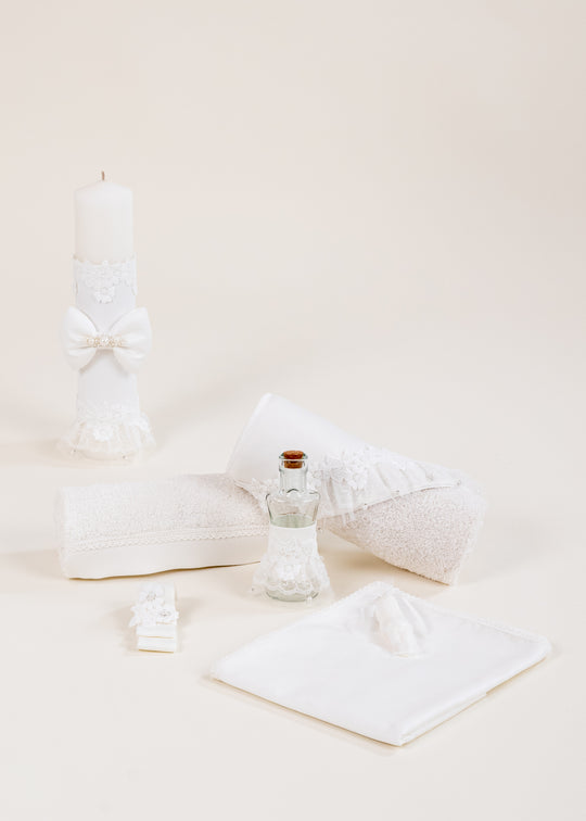 Set Botez Mirela 2 Piese, Lumanare si Trusou Personalizat Botez AnneBebe