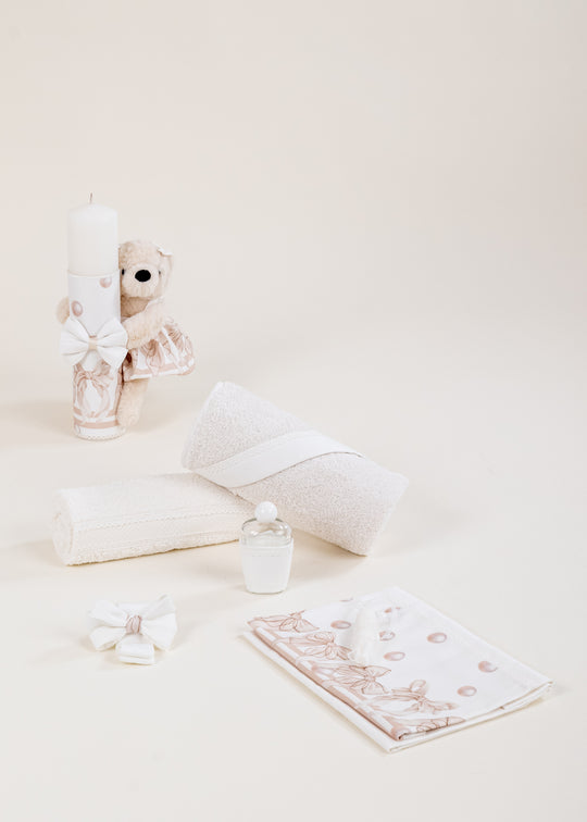 Set Botez Leila 2 Piese Lumanare si Trusou Personalizat Botez AnneBebe