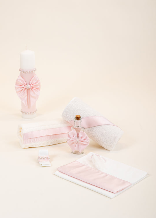 Set Botez Catalina 2 Piese, Lumanare si Trusou Personalizat Botez AnneBebe