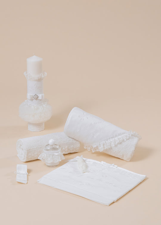 Baptism Set 2 Pieces, Candle and Personalized AnneBebe Kit