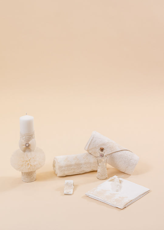 Aniela Baptism Set 2 Pieces, Candle and Personalized AnneBebe Kit