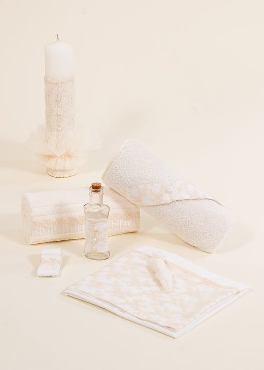 Christa Christening Set 2 Pieces, Candle and AnneBebe Personalized Christening Outfit