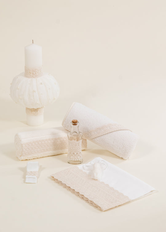 Set Botez Eda 2 Piese Lumanare si Trusou Personalizat Botez AnneBebe