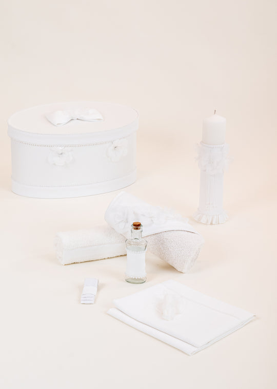 Set Botez Linda 3 Piese Lumanare Trusou Cufar Personalizat Botez AnneBebe