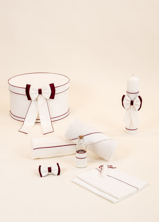 Set Botez Teira 3 Piese, Lumanare, Trusou si Cufar Personalizat Botez AnneBebe