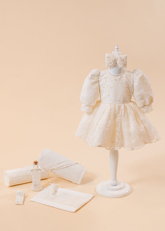 Anemona 2-Piece Baptism Set, Dress and Personalized Trunk AnneBebe