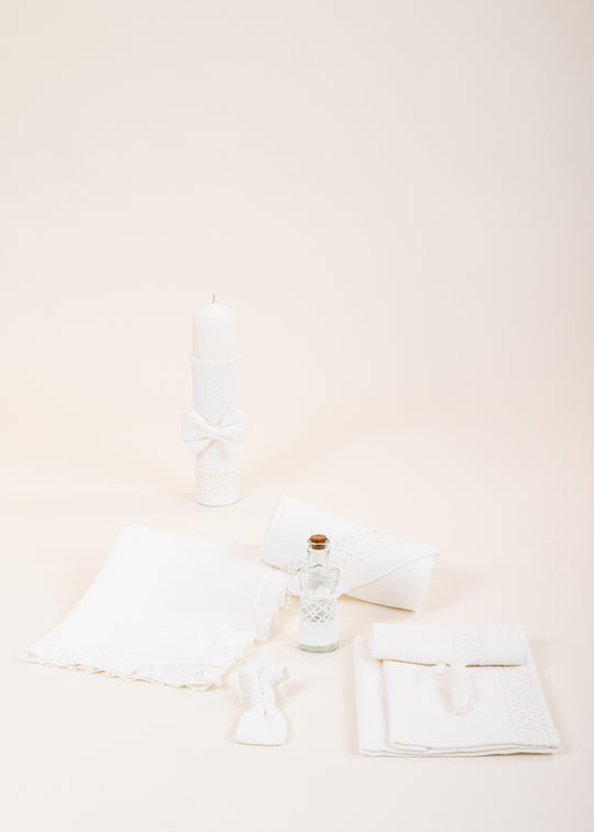 Nina 2-Piece Christening Set, Personalized AnneBebe Christening Candle and Clothing