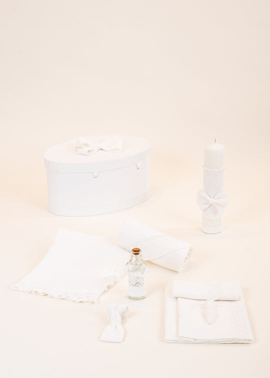 Set Botez Nina 3 Piese Lumanare Trusou Cufar Personalizat Botez AnneBebe