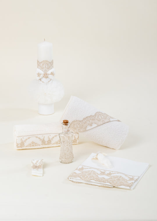 Set Botez Erica 2 Piese, Lumanare si Trusou Personalizat AnneBebe
