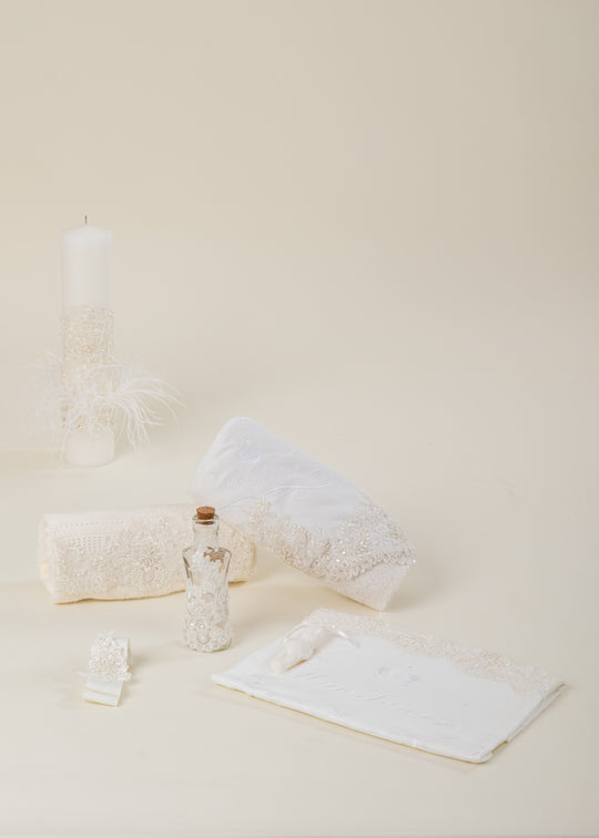 Kelly (Ramya) Christening Set 2 Pieces Personalized Candle and Layette AnneBebe