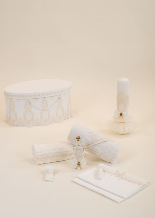 MISSING ITEM Georgia 3-Piece Christening Set, Candle, Christening Outfit and AnneBebe Personalized Christening Box